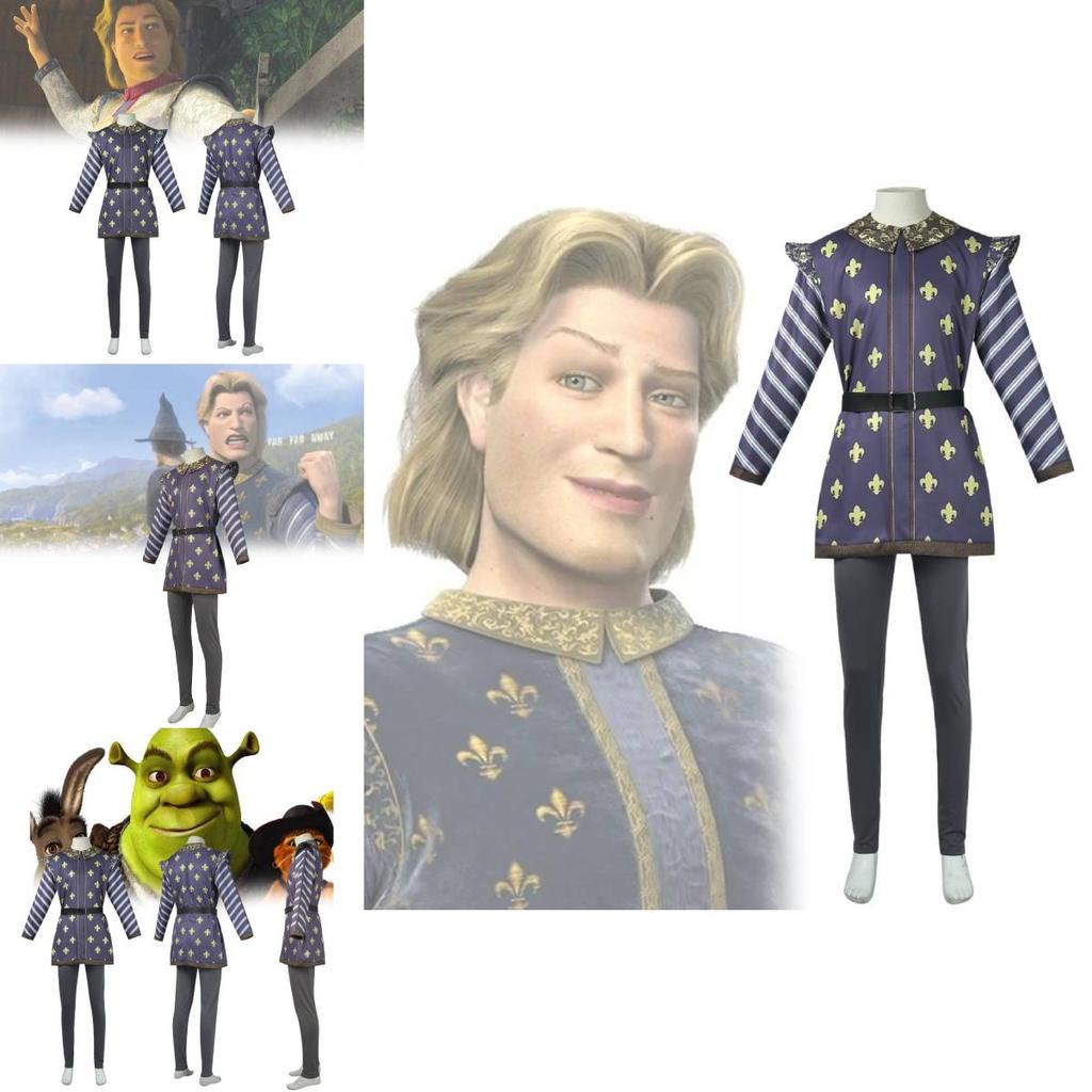 Shrek 3 Prince Charming Cosplay Costume Polyester Blend For Men 2024 Summer