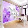Purple Lotus 3d Wallpaper Circular Background Wall Mural Modern Living Room Bedroom Mural