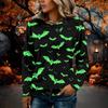 Women's Flannel Long Sleeve Top with Halloween Print Neck Pullover Shirt