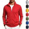 Herren Trainingsjacke mit Stehkragen und durchgehendem Reißverschluss, Langarm, Seitlich gestreift, Lässiger Sweatshirt-Mantel mit Vordertaschen