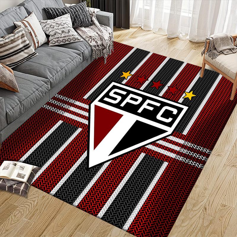 Sao Paulo FC2 Flannel Pattern Square Carpet,Area Rug,Carpet Rug for Living Room Bedroom Sofa Playroom Decor,Non-slip Floor Mat