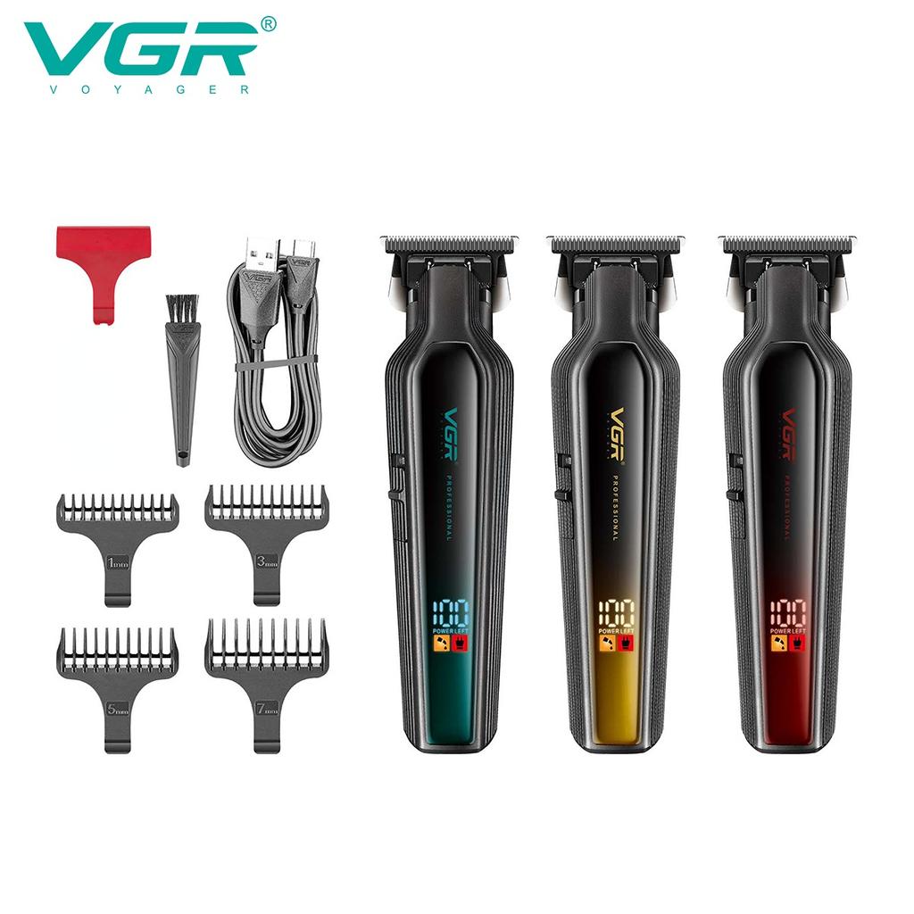 VGR Hair Trimmer Cordless Hair Cutting Machine Electric Hair Clipper Professional Haircut Barber DLC Blade Trimmer for Men LED Digital Display V-930