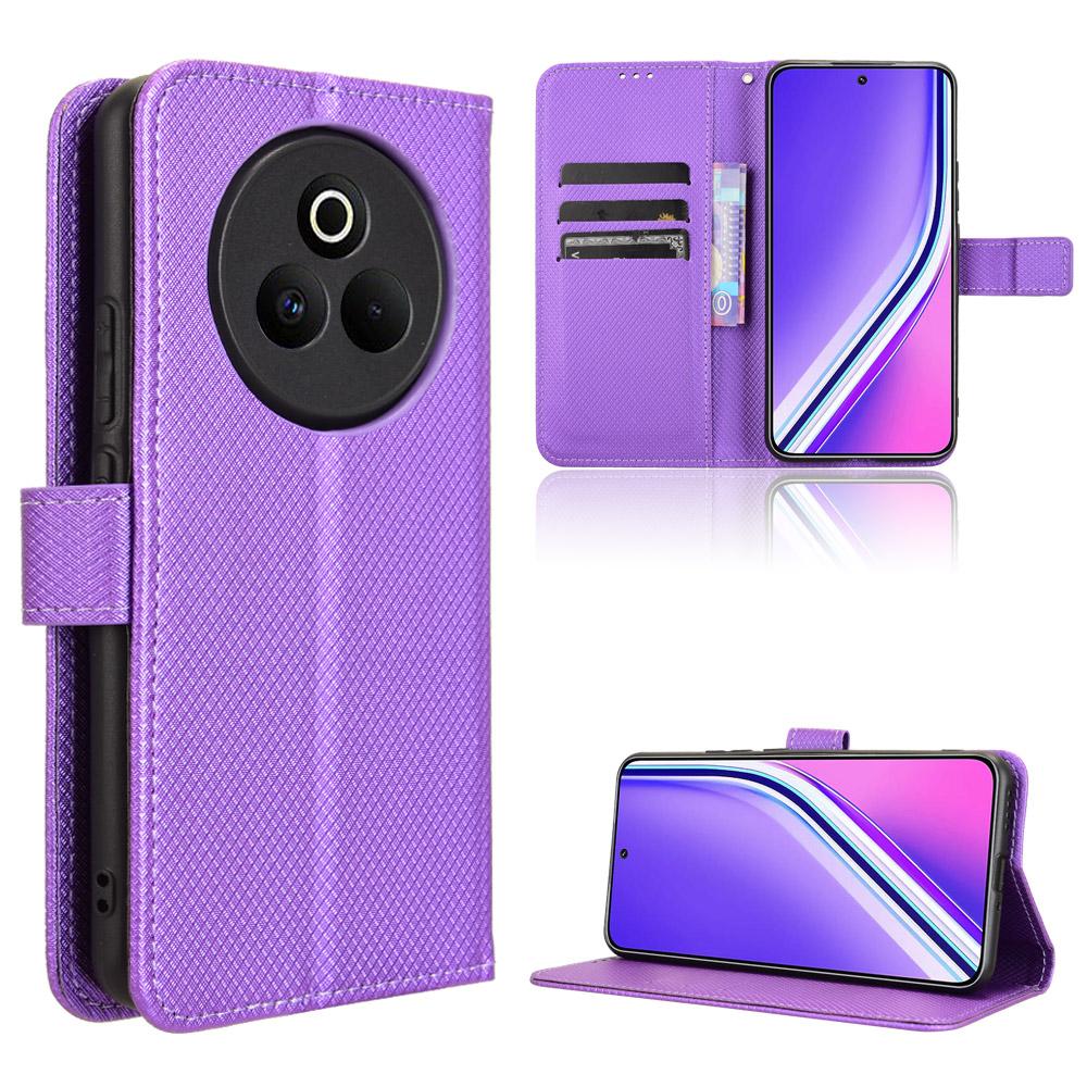 For Realme P3 Pro 5G Leather Wallet Case with Strap Diamond Texture Phone Cover