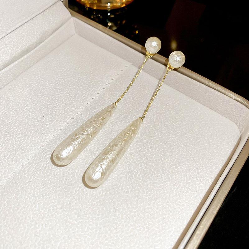 French Vintage Simple Drop Earrings Long Tassel Water Drop Imitation Pearl Earrings For Women Girls Statement Jewelry Gifts