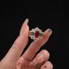 Stylish Minimalist Gold Copper Adjustable Emerald And Ruby Ring For Fashionistas