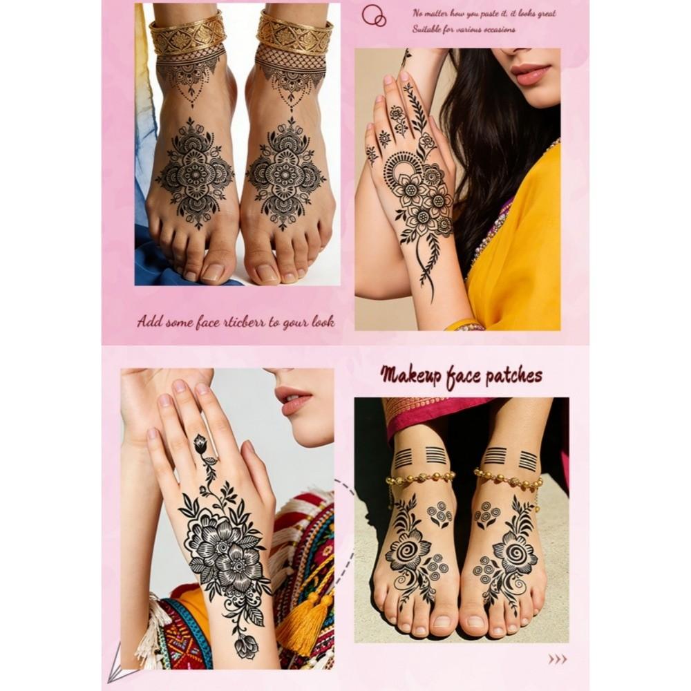 India Mehndi Flower Henna Temporary Tattoo Fake Body Art Sticker  Women/Lady/Girl