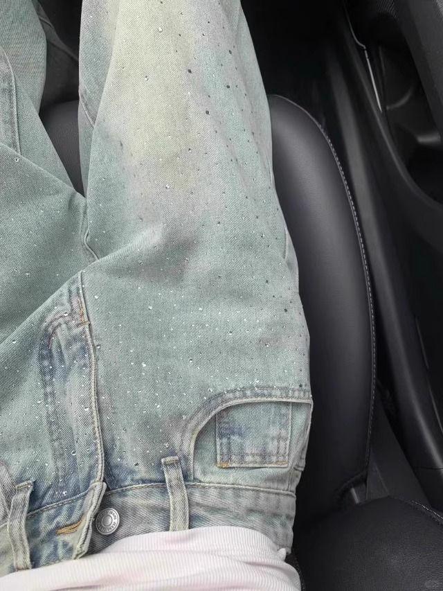 Retro Rhinestone Hotfix High Waist Wide Leg Jeans for Women - Spring/Summer 2026 Collection