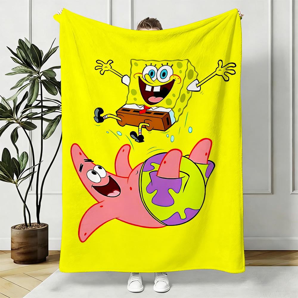 S-SpongeBobes Anime Blanket Plaid Home and Decoration Double Bed Blankets for Winter Bedspread the Knee Sofas Cooling Sofa Throw