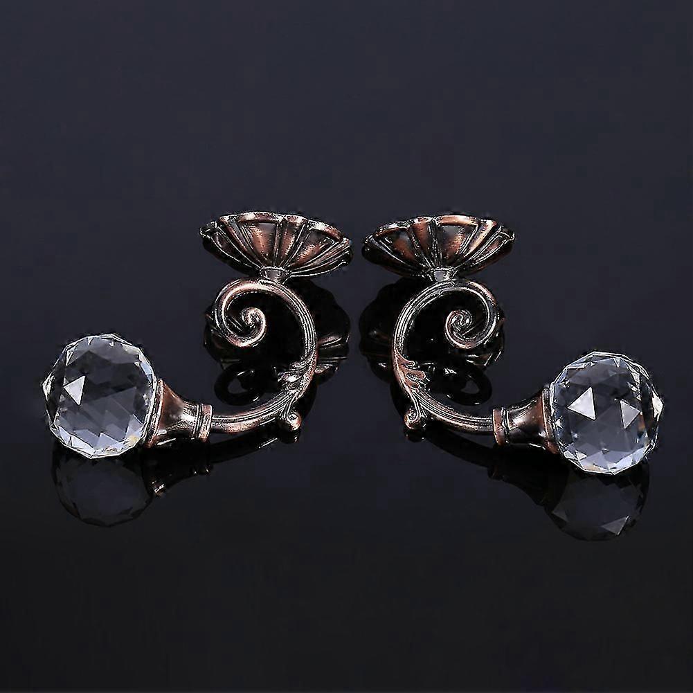 2 Metal Crystal Glass Curtain Holdbacks, Window Drapery Tiebacks