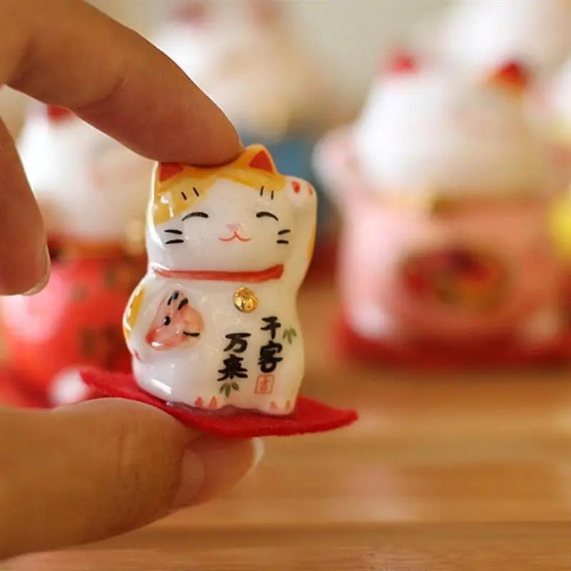 3pcs Lucky Cat Home Decor Ceramics Crafts Ornaments Desktop Decoration Creative Tabletop Adornment for Living Room Office