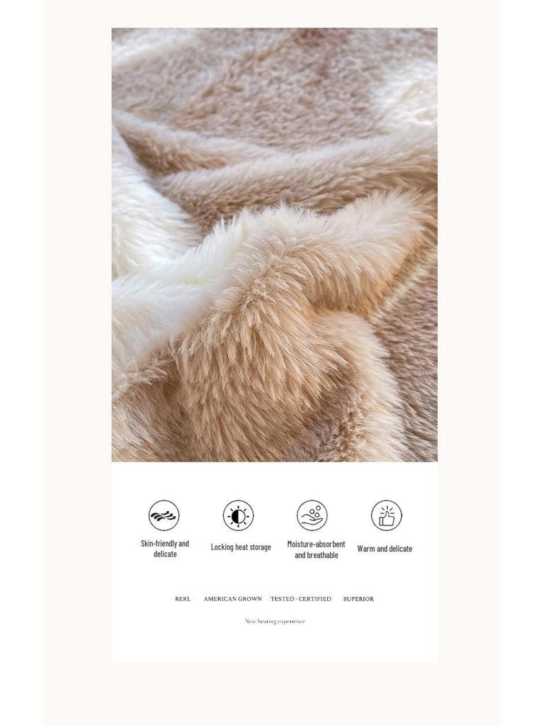 French Rabbit Fur Double-Layer Lace Fitted Sheet Bed Skirt 3-Piece Set