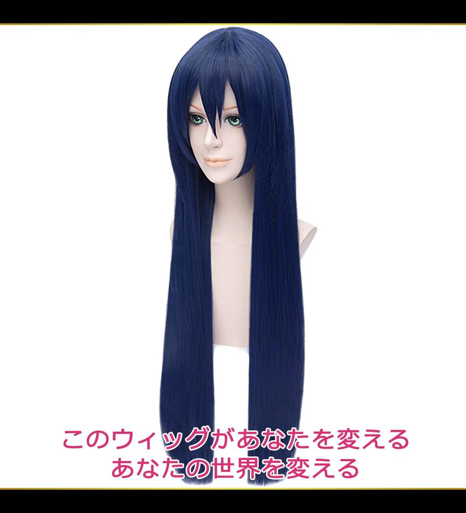 CaseEden Cosplay Wig, Premium Smooth Long 80cm Heat-Resistant Blue-Black (WIG6181)