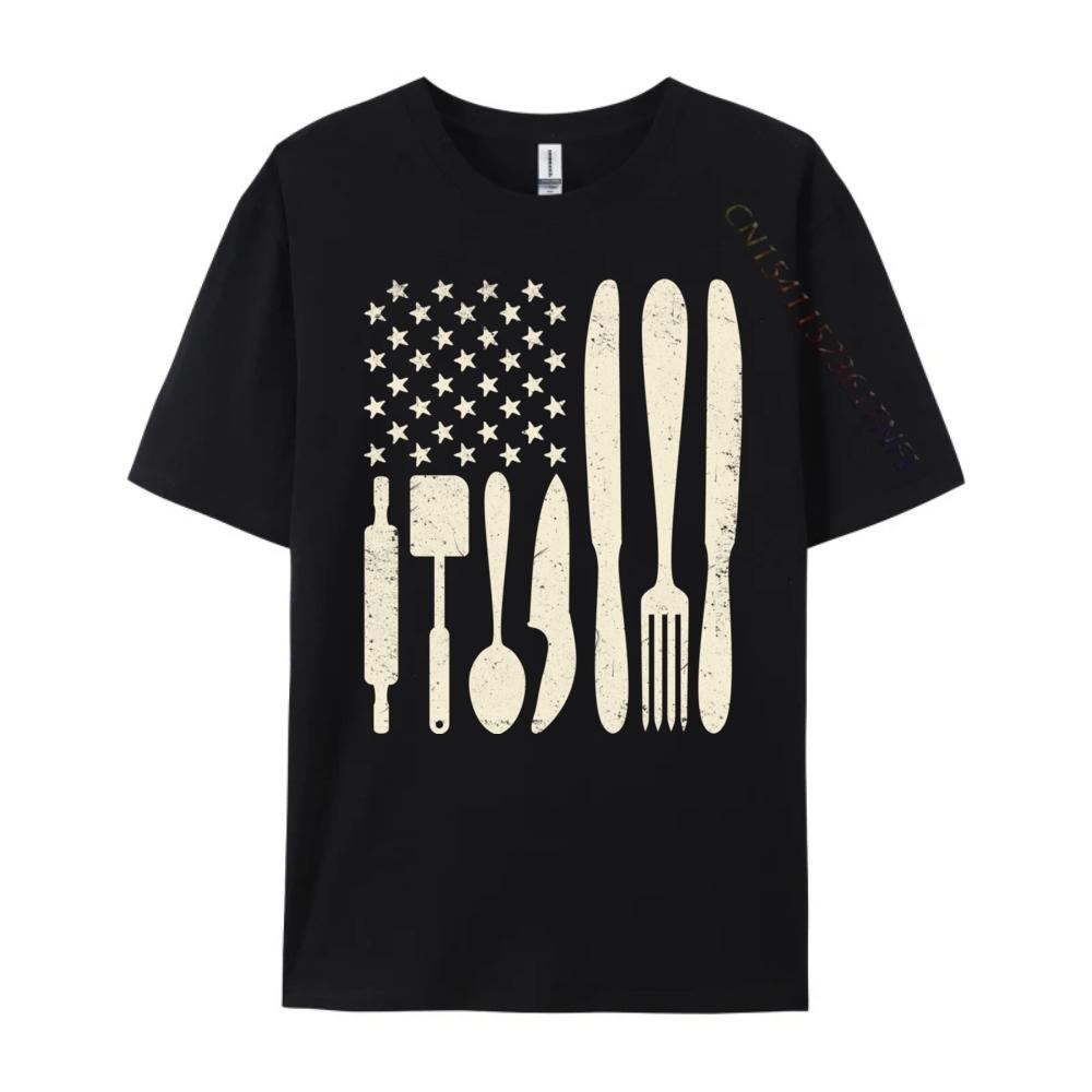 Kochmesser Amerikanische Flagge Patriot Einfaches Hemd Herrenkleidung Markenkleidung Herren Geschenke Vegan