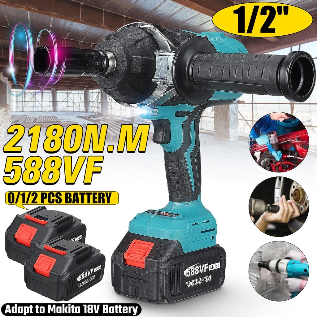 

2180N.m High Torque Brushless Electric Impact Wrench 1/2 inches Socket Wrench Cordless Driver Tool for 1pc / 2pcs / None 18V Battery 1*Battery