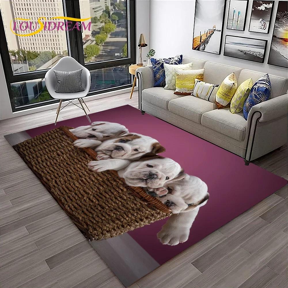 Cartoon French Pit Bull Dog Pet Carpet Rug for Home Living Room Bedroom Sofa Doormat Decor,kids Play Area Rug Non-slip Floor Mat
