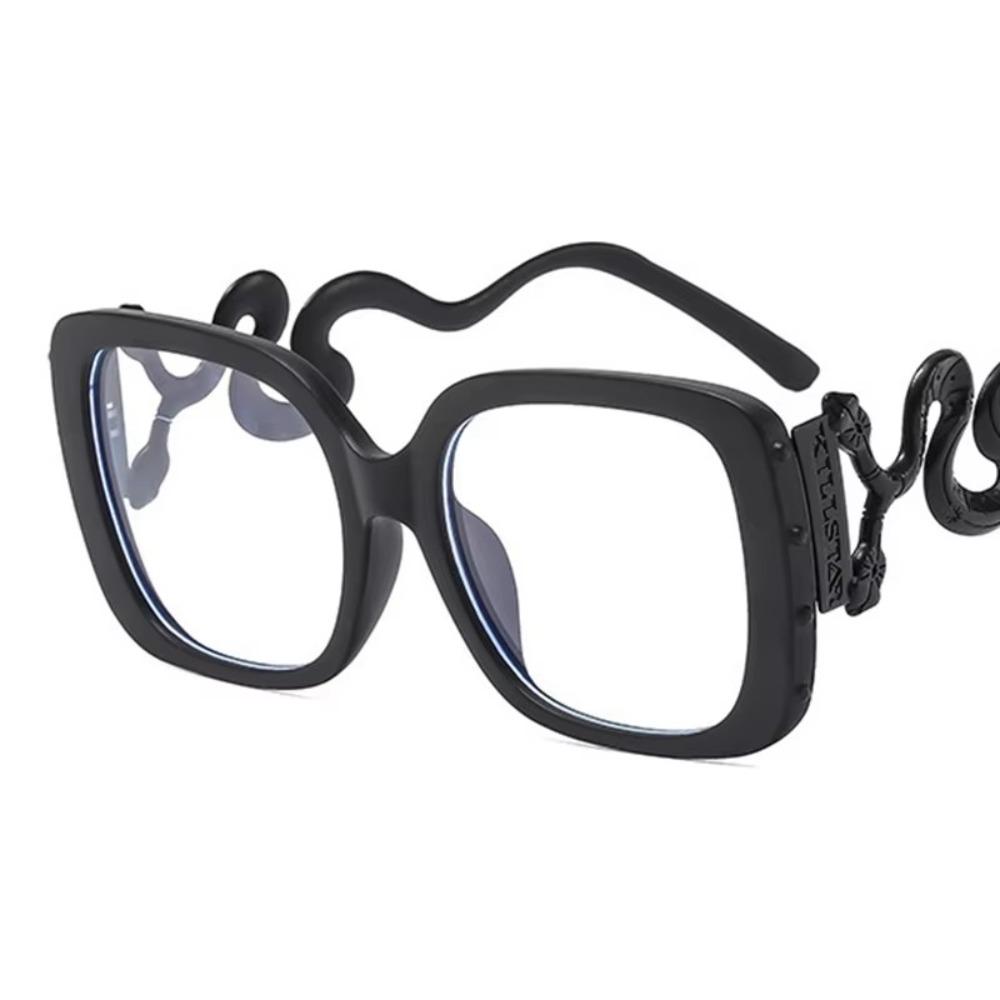 New Large Frame Women Eyeglasses Square Anti Blue Light Glasses Flat Mirror Snake Leg Design