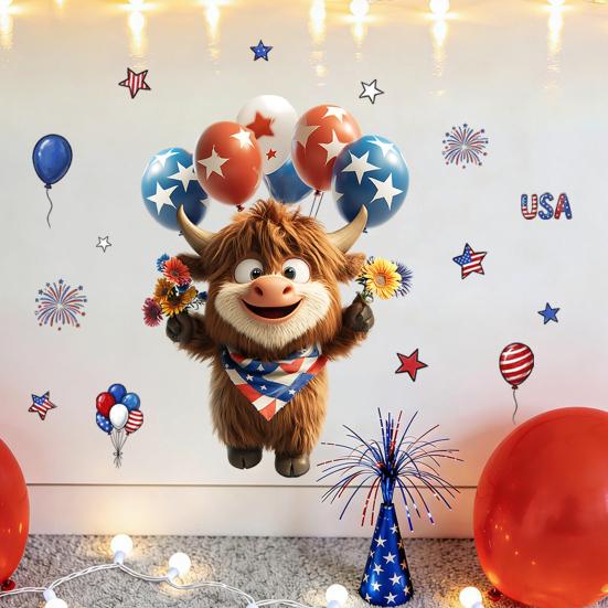 Yousheng Patriotic Window Cling American Flag Star Eagle Window Decals PVC Static Stickers for Independence Day Memorial Day 4th of July Home Office