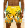 Men's beach shorts with palm tree graphic print, cool and breathable, Hawaiian style