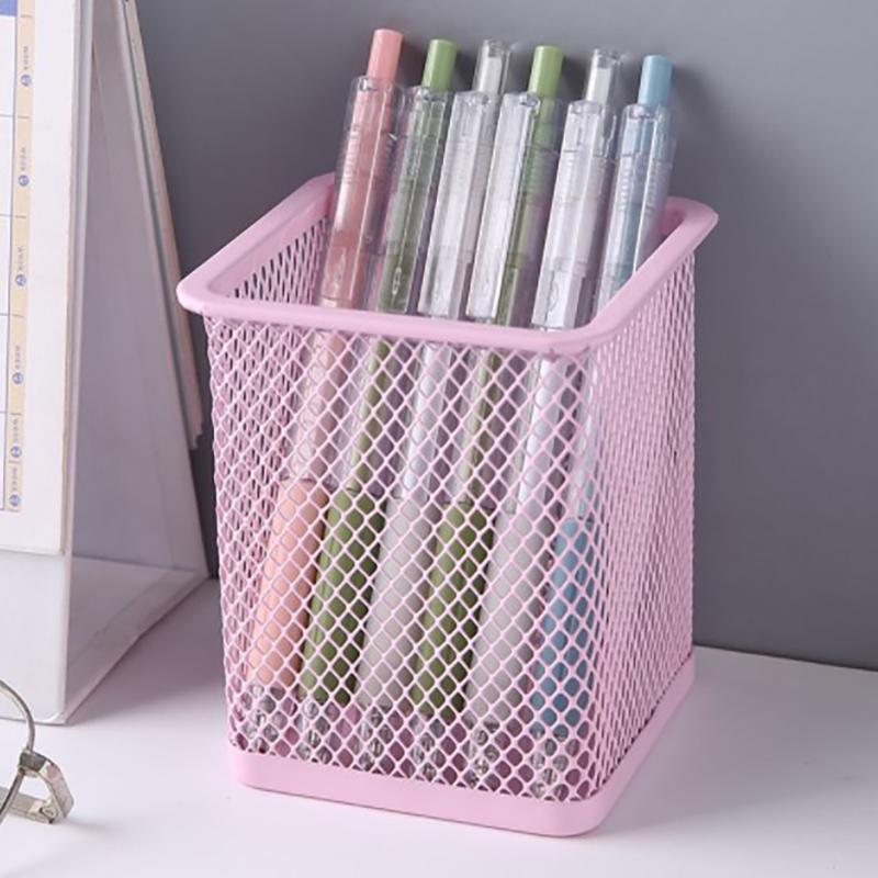 Multifunction Round/Square Mesh Pen Pot Multicolor Pen Holder Desk Tidy Stationery Organiser Pencil Storage Stationery Organiser
