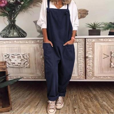 Casual Plus Size Loose-Fit Dungaree Overalls with Pockets and Adjustable Straps