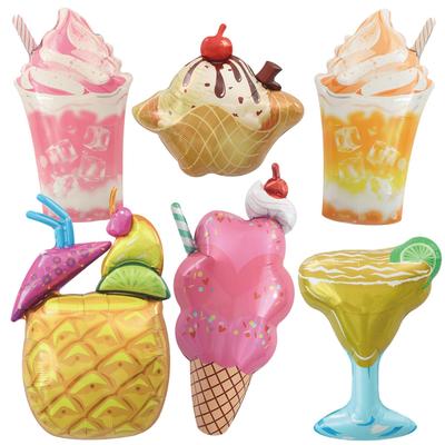 [Fuusen-ya] Extra Large Aluminum Balloons, 6 Sweets, Parfait, Smoothie Balloons, Perfect for Summer Events, Birthdays, Festivals, and Fairs, Perfect F