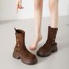 Retro  Autumn New Street Fashion Thick Heel Thick Sole Two Wear Martin Boots