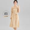 100% Silk Summer V-Neck Solid Color Half Open Short-Sleeved Heavyweight Mulberry Silk Women's Dress