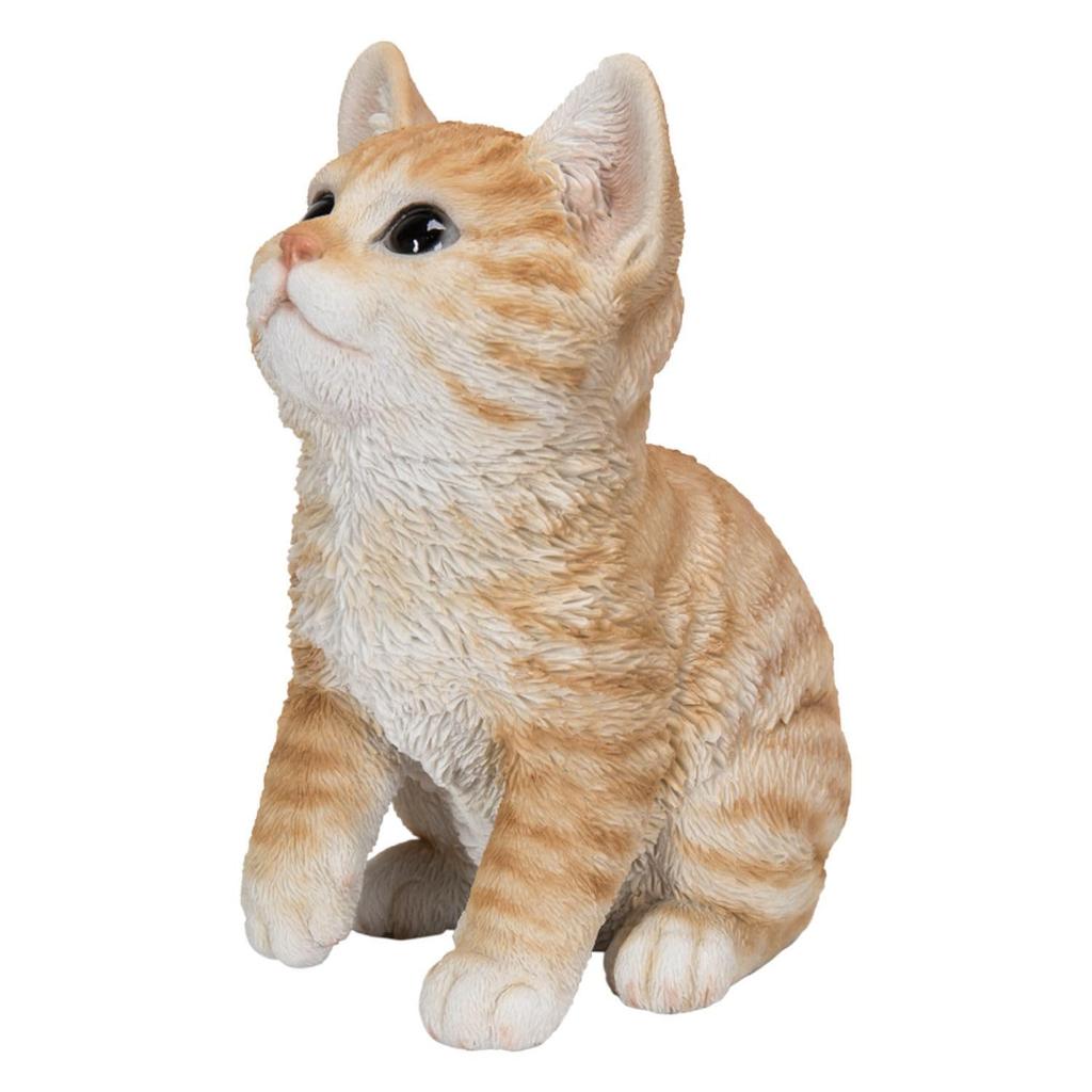 Ubia Baby Brown Tabby Looking Up, 13 x 9 x 16 cm, Doll Figurine, Animal Ornament, Garden Decoration, Realistic, Cute Cat, H19167-1