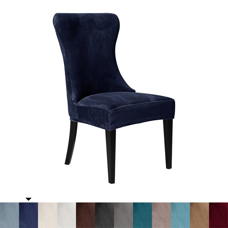 

Velvet Chair Cover Elastic Chair Slipcover All-inclusive Dining Chairs Cover Protector for Living Room 1 Piece