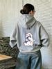 Women's hooded sweatshirt, featuring cat and fish patterns, with a casual style, suitable for running, Y2K trend
