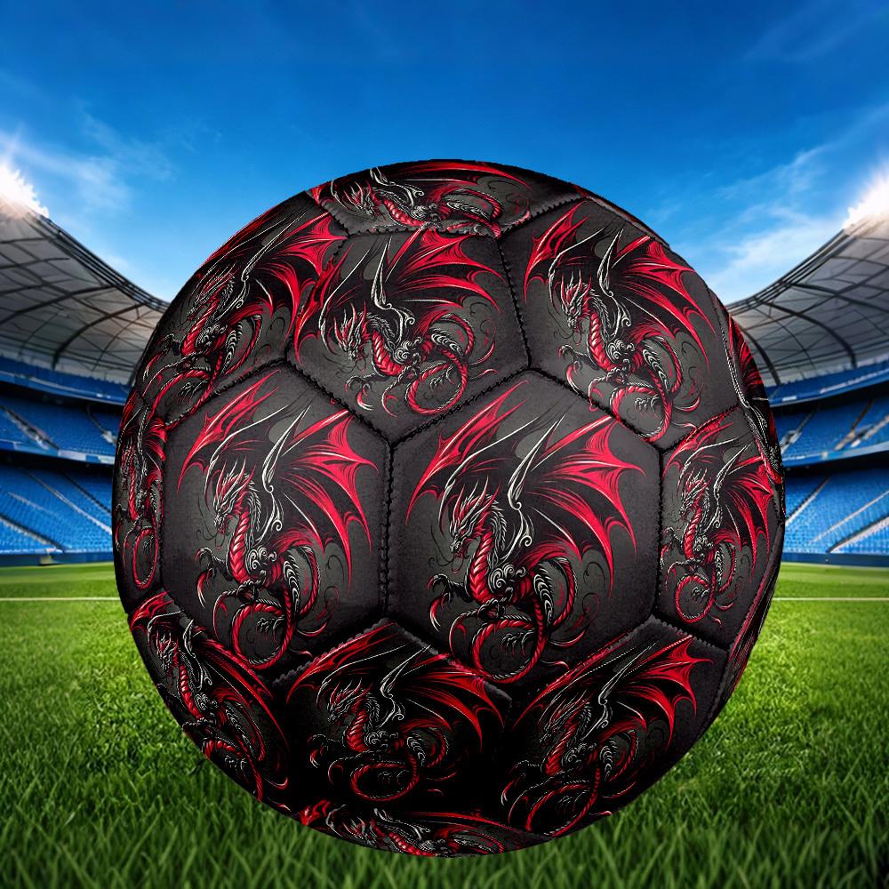 1pc Dragon Artwork Theme Soccer Ball Football, Size 5, Lightweight PVC, Outdoor Training Soccer Ball,Gift C6518