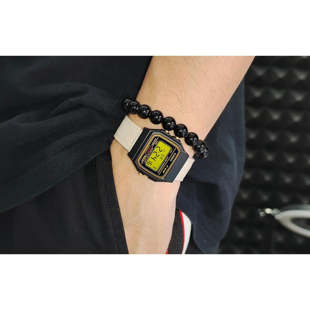 CASIO Custom Collection Quartz Movement Nylon Strap Watch Men's Watches Black Dial F-91WG-9(Watch5--)