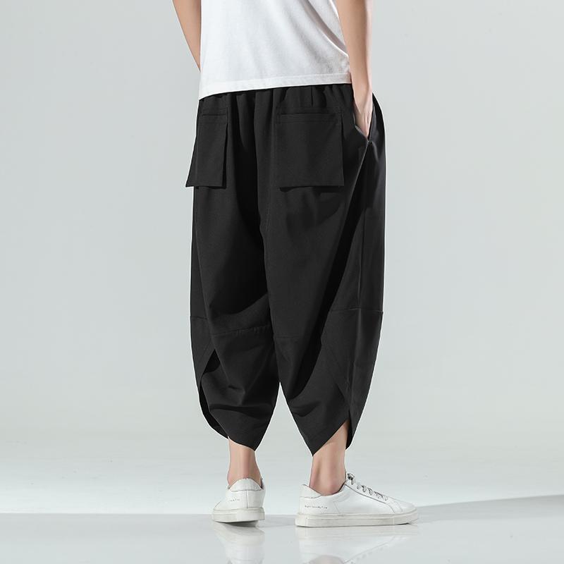 Vintage Harem Joggers Men Calf-Length Pants Streetwear Solid Color Casual Summer Pants Male Harajuku Fashion Trousers