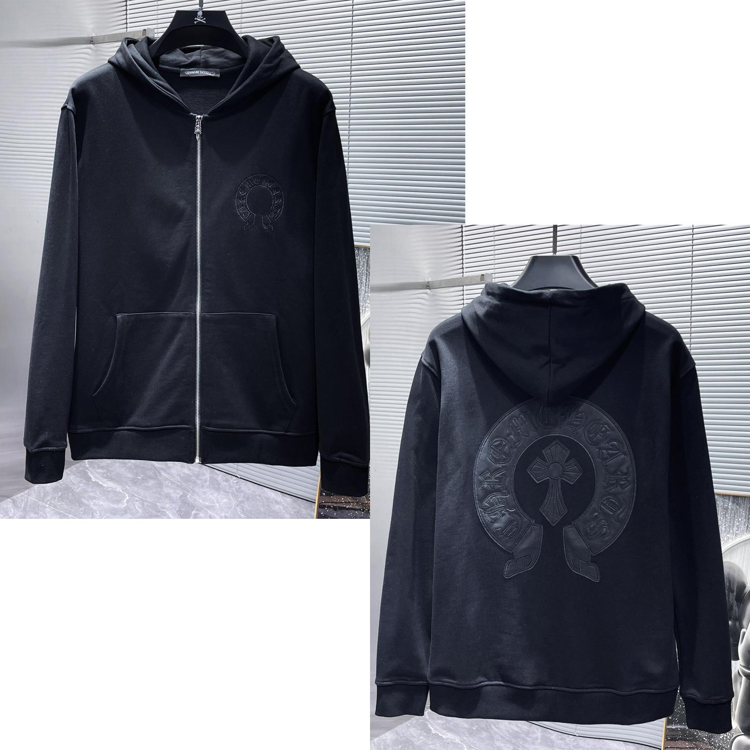 

8162 CHROME HEARTS 2025 Нова Весна та Осінь Великі Розміри Тонкий Стиль Класичний Стиль Логотип Блискавка Худі для Пар S чорний