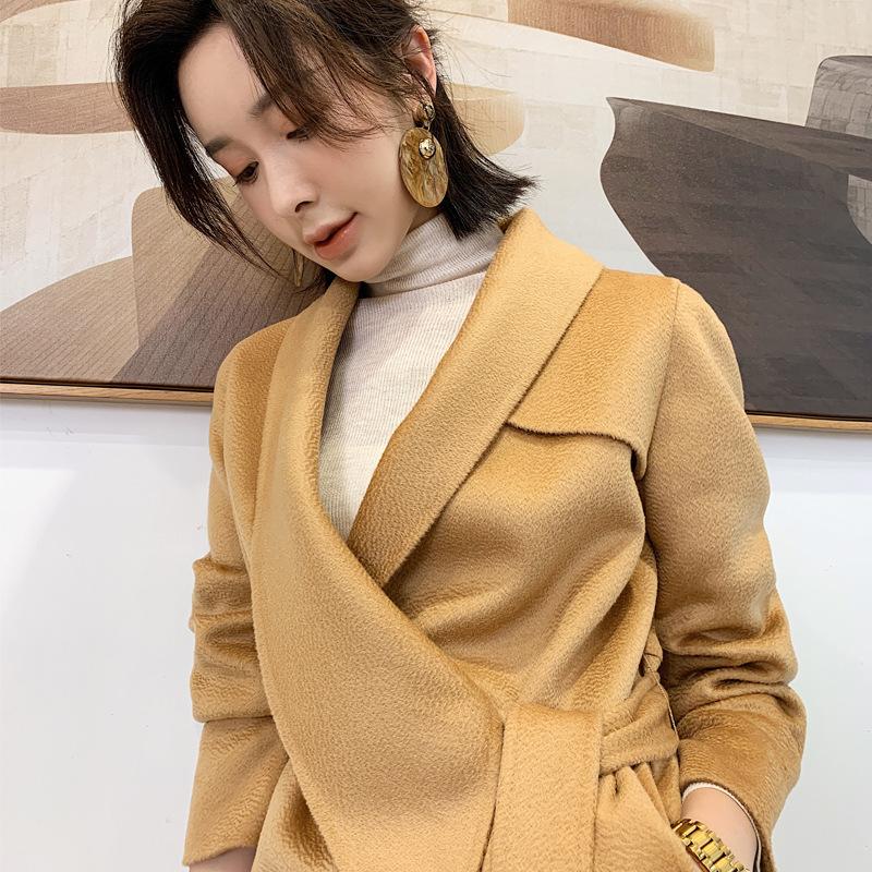 Cashmere coat women's autumn and winter new fashion over the knee medium and long double-sided camel woolen coat