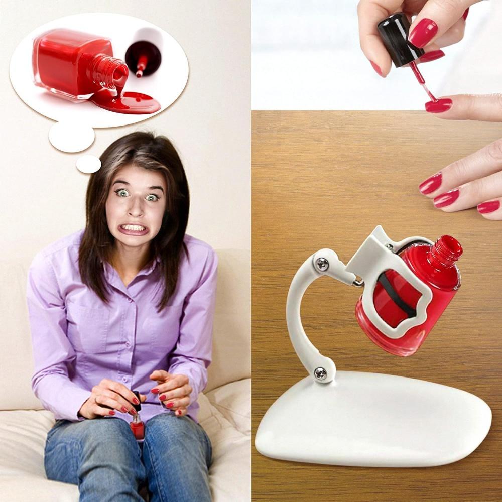 Držák na laky na nehty - Držák na lahvičky s úchopem a hrotem - Příslušenství pro manikúru a pedikúru - Nástroj pro nail art - Stojan na laky na nehty odolný proti rozlití