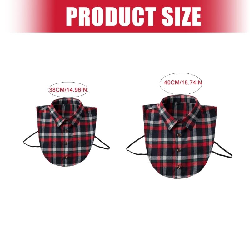 Insert Casual Cotton Collar Elegant Sweet False Collar Half Shirt for Lady Delicate Checkered Collar Casual Insert