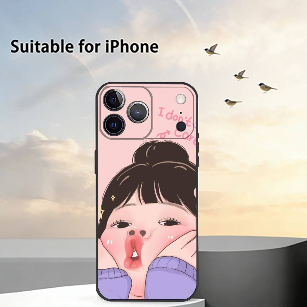 Cute Angry L-Little Girl Phone Case For iPhone 17, 16,15,14,13,12,11 Plus,Pro Max, Others Soft Black Cover