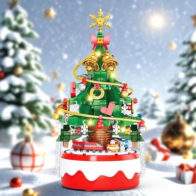 Christmas Tree Music Box Assembled Festive Atmosphere Building Blocks Strong Interest Desktop Decoration Assembly Toys Kids Gift