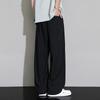 POUM Ice Silk Straight-Leg Pants for Men, Spring And Summer Loose-Fit Sports Breathable Cool Quick-Dry Draping Trousers 2529 Black M