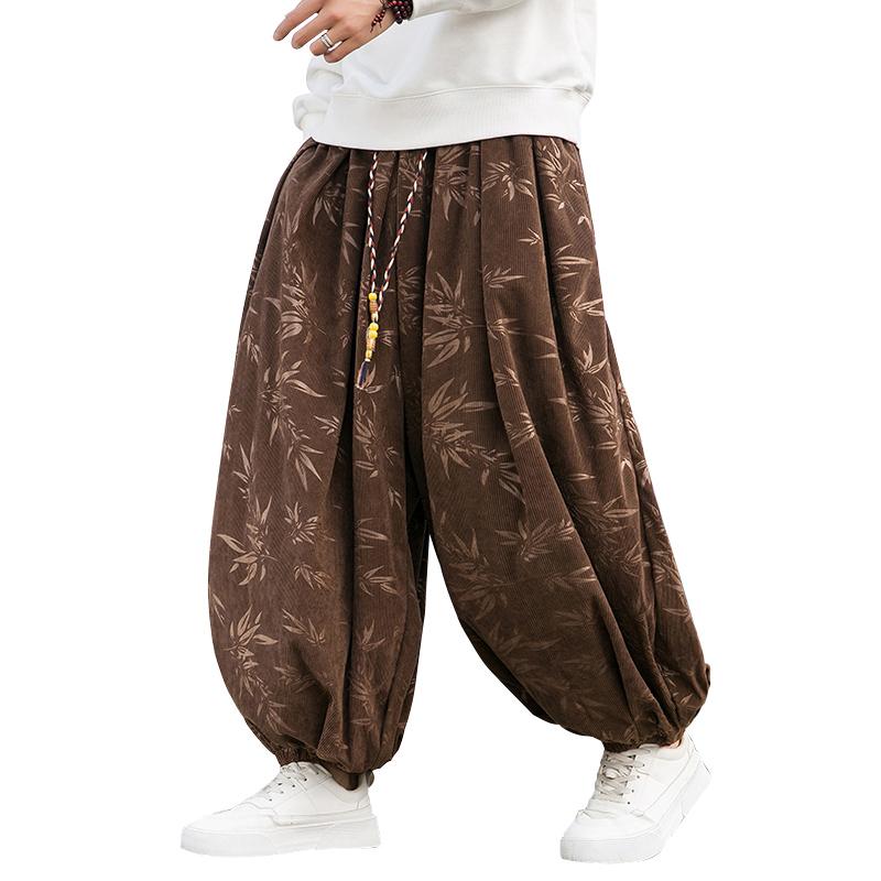 Pantalones de pana estampados estilo chino para hombre 2023 Pantalones casuales para hombre Otoño Invierno Pantalones de chándal para hombre con cintura elástica Pantalones de pierna ancha para hombre
