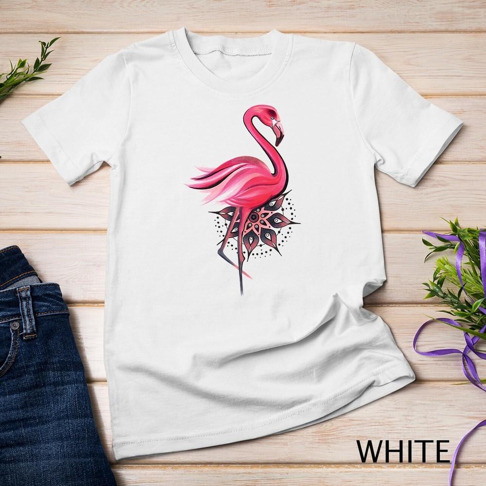 Beautiful Pink Flamingo Bird Mandala Painting Artwork Unisex T-shirt