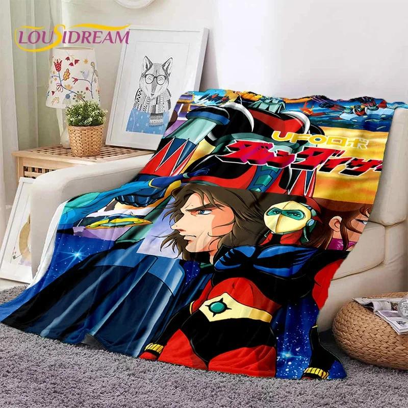Cartoon UFO Robot Grendizer Anime Soft Flannel Blanket for Beds Bedroom Sofa Picnic,Throw Blanket for Cover Outdoor Leisure Gift