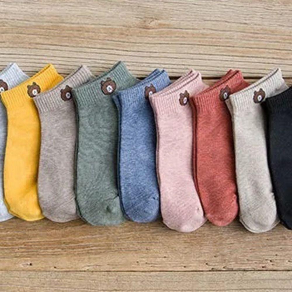 

10 Pairs Bear Sports Socks Short Casual Socks Kawaii Bear Socks Girl