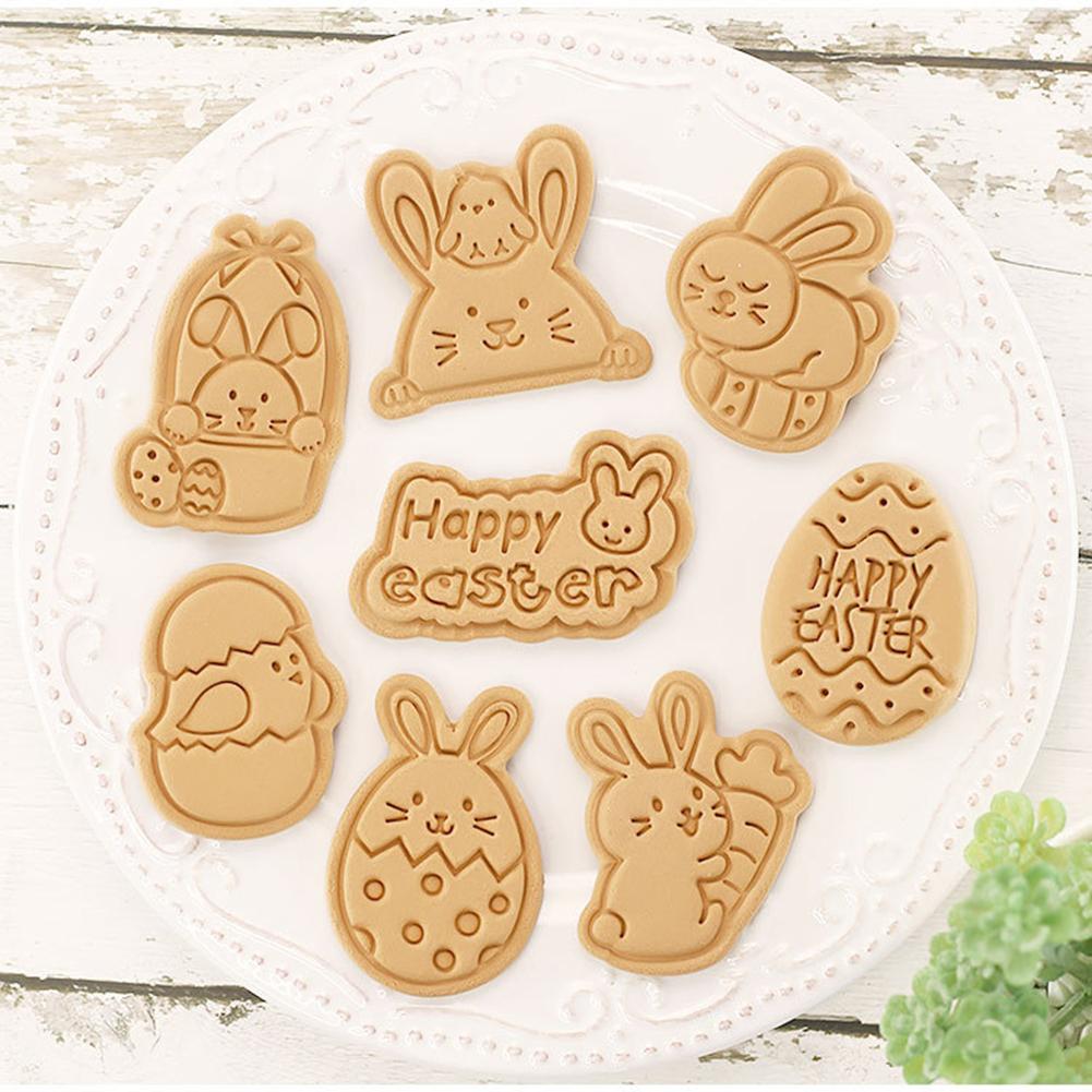 8Pcs/Set Easter Biscuits Stencils Anti-rust Minimalist Biscuits Template For Home Cooking Tool