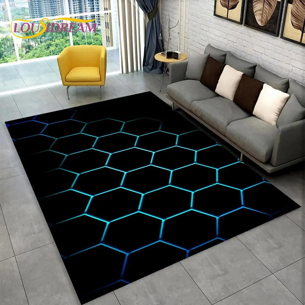 3D Abstract Modern Geometric Illusion Area Rug,Carpet Rug for Living Room Bedroom Sofa Doormat Decor,Kid Game Non-slip Floor Mat
