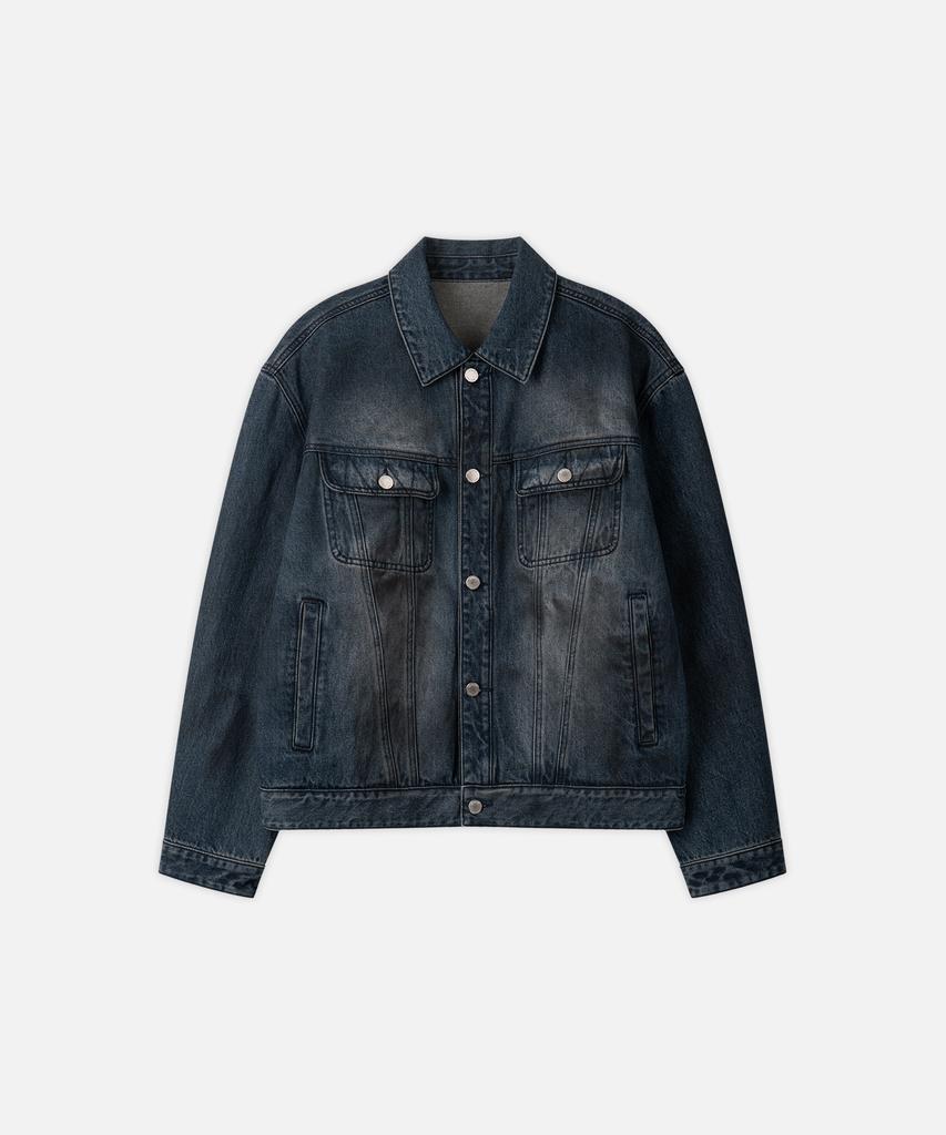 Draw Fit Low Smoke Denim Trucker Jacket [Midnight Blue]