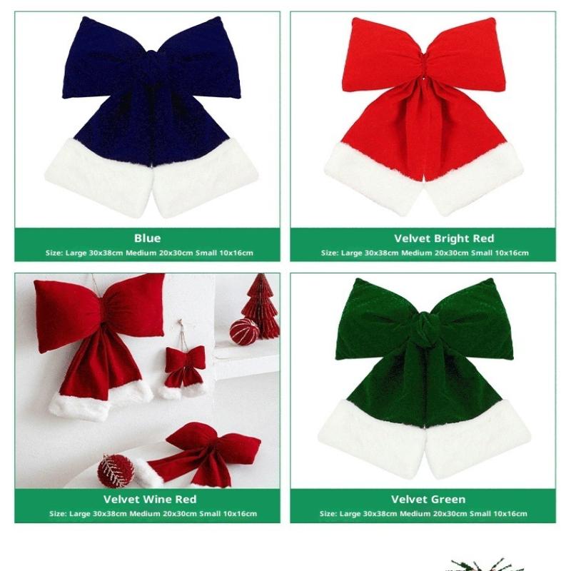 Christmas Solid Color Plush Bow Pendant Creative Festival Home Background Decoration Ornaments Party Atmosphere Supplies