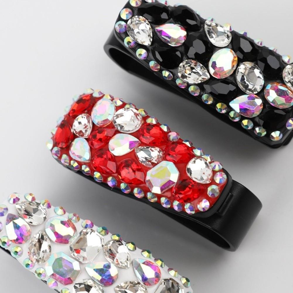 Portable Car Sunglasses Holder Rhinestone Car Glasses Bracket Driving Accessories