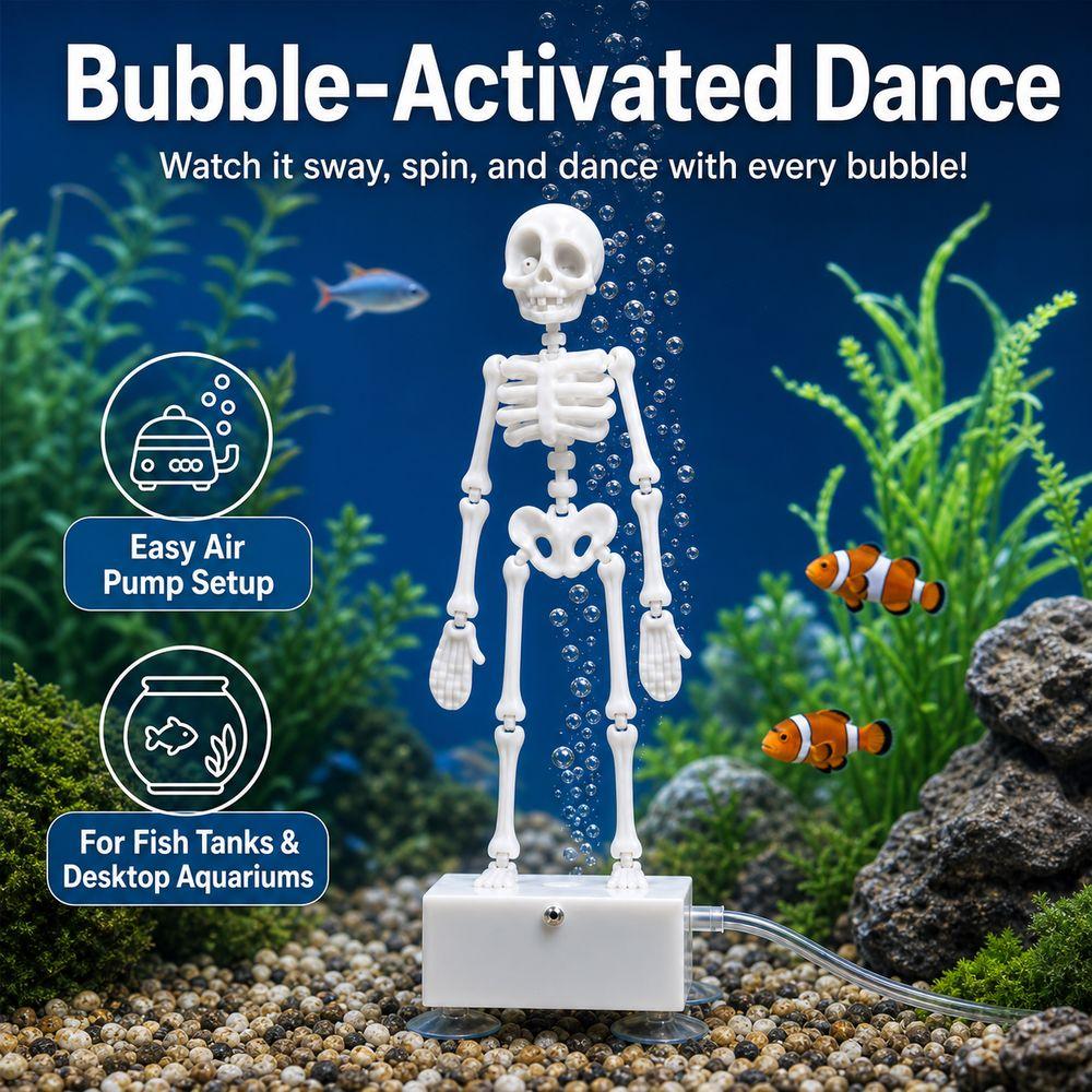Bubble Activated Aquarium Skeleton Ornament Luminous Skeleton Air Stone Fish Tank Decoration